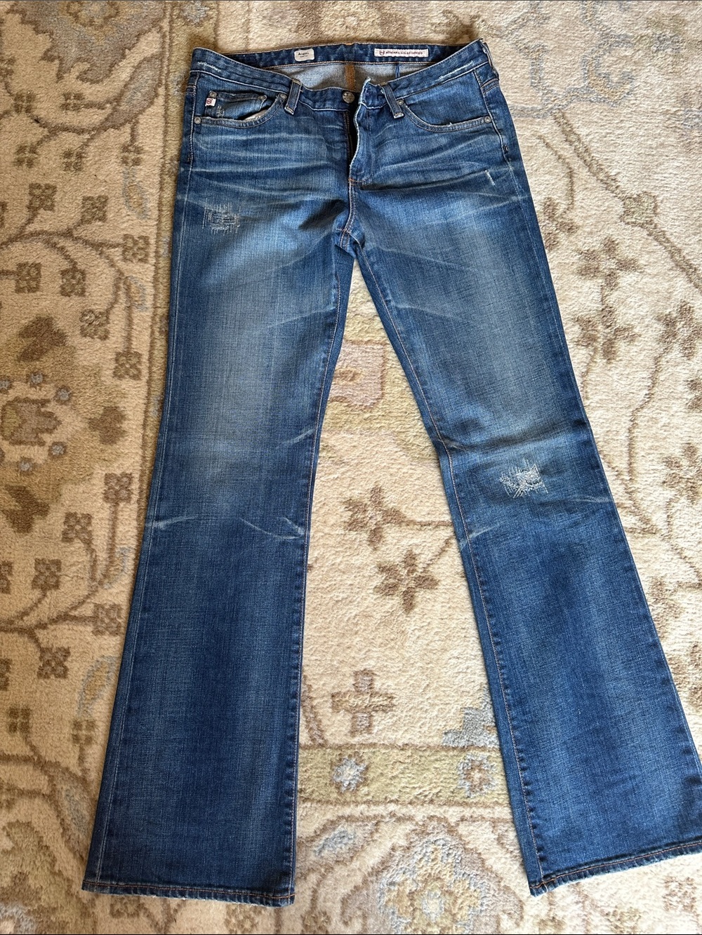 Ag Adriano Goldschmied Distressed Medium Blue Angel Boot Cut Jeans